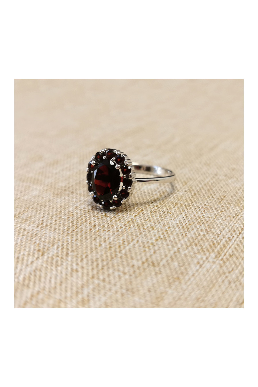 Silver ring with garnet