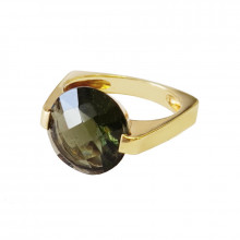 Gold ring, moldavite