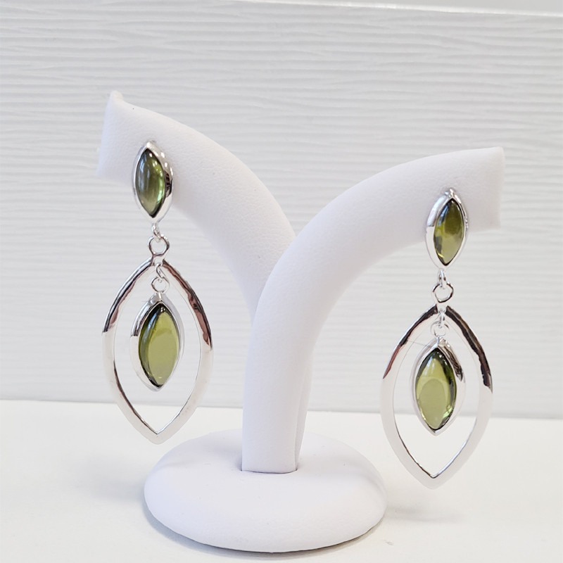 Silver earrings, zircon