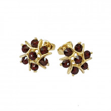 Gold earrings, garnet