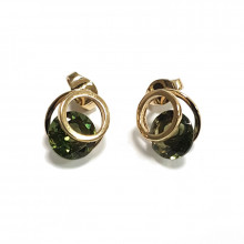 Gold earrings with moldavite
