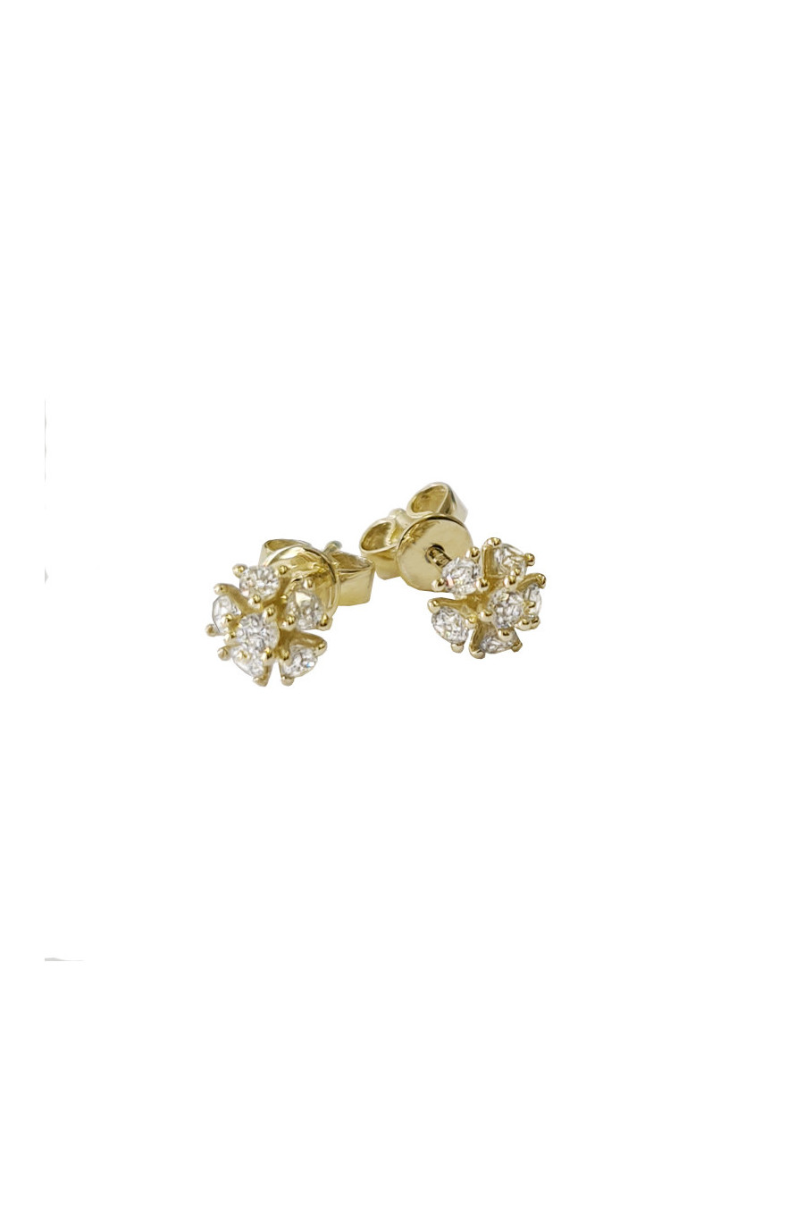Gold earrings, zircon