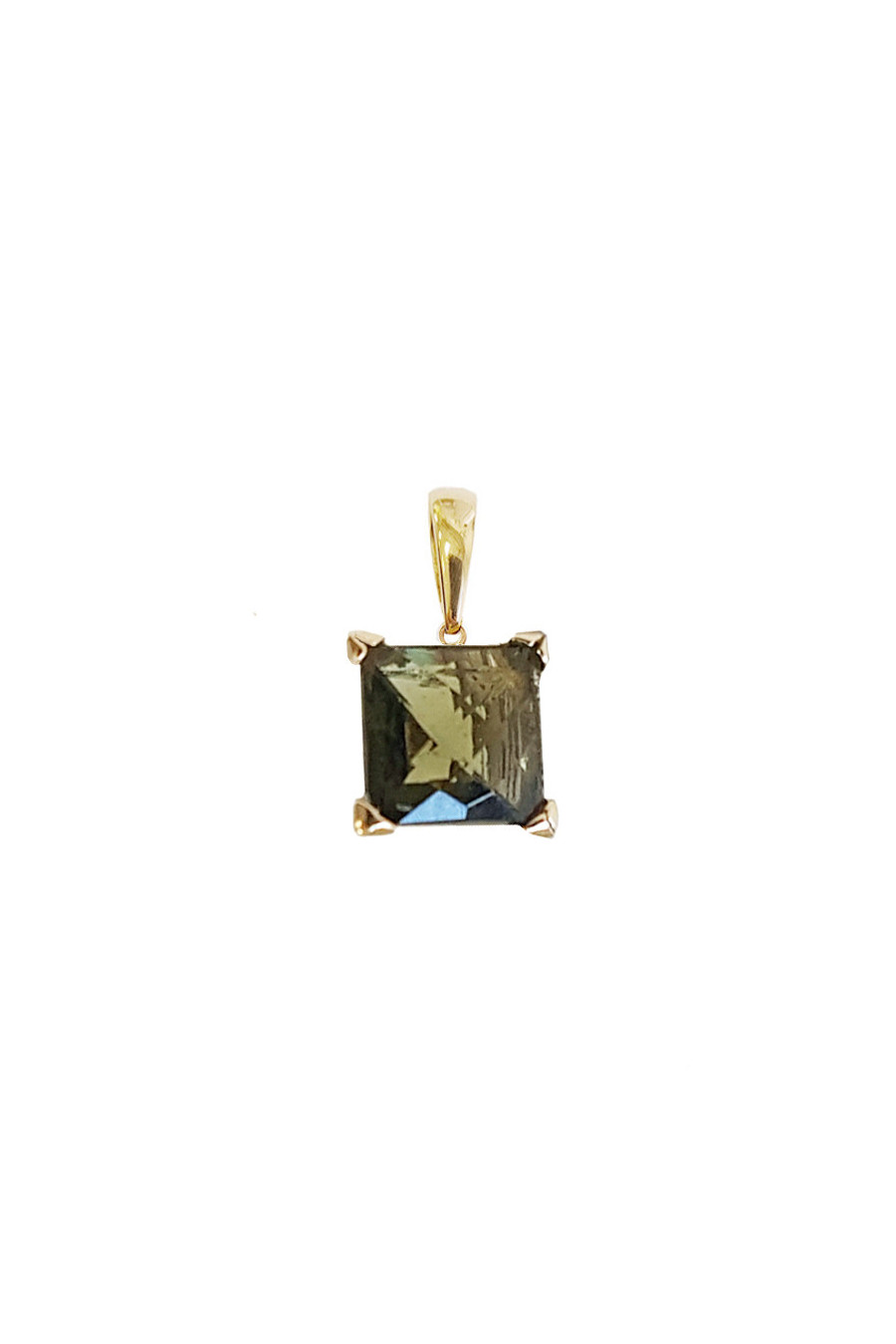 Gold pendant, moldavite